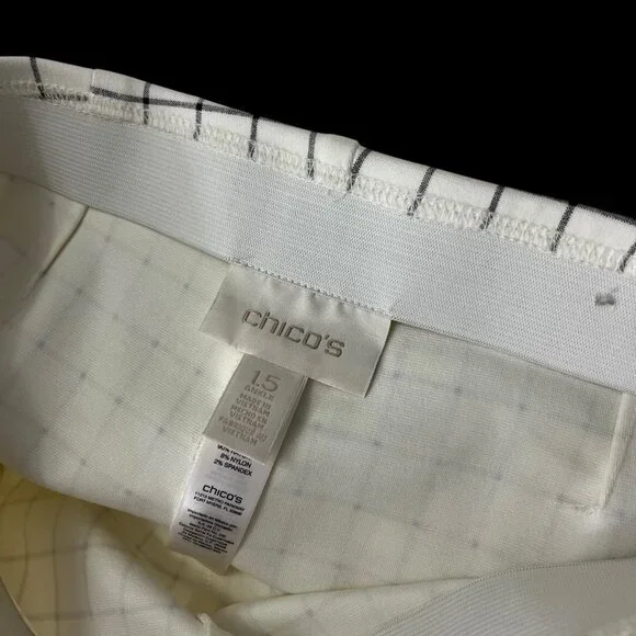 Chico's Stretch Juliet Windowpane Ponte Pull On Pants Women's 1.5(10) Ankle - Picture 3 of 3